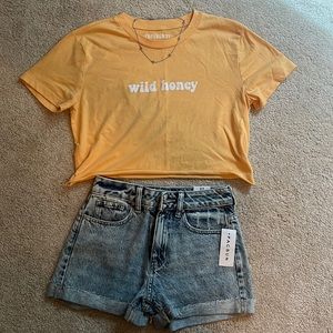 Pacsun mom shorts w crop top and choker set